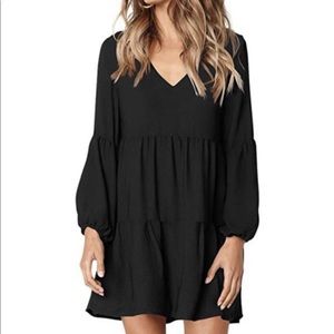Black bell sleeve dress